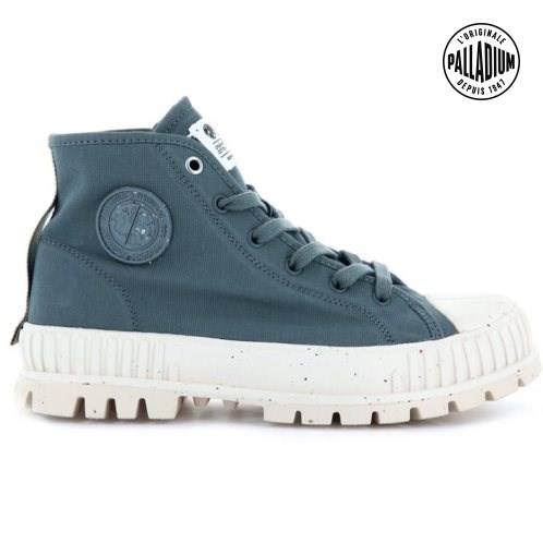 Bottes Palladium Pallashock Mid Organic Femme Bleu Marine | FR BWN129I